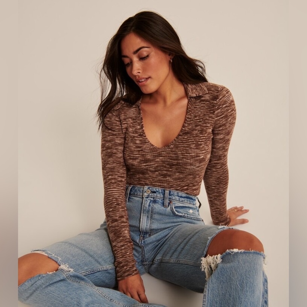 Abercrombie & Fitch Slim Space Dye Polo Sweater